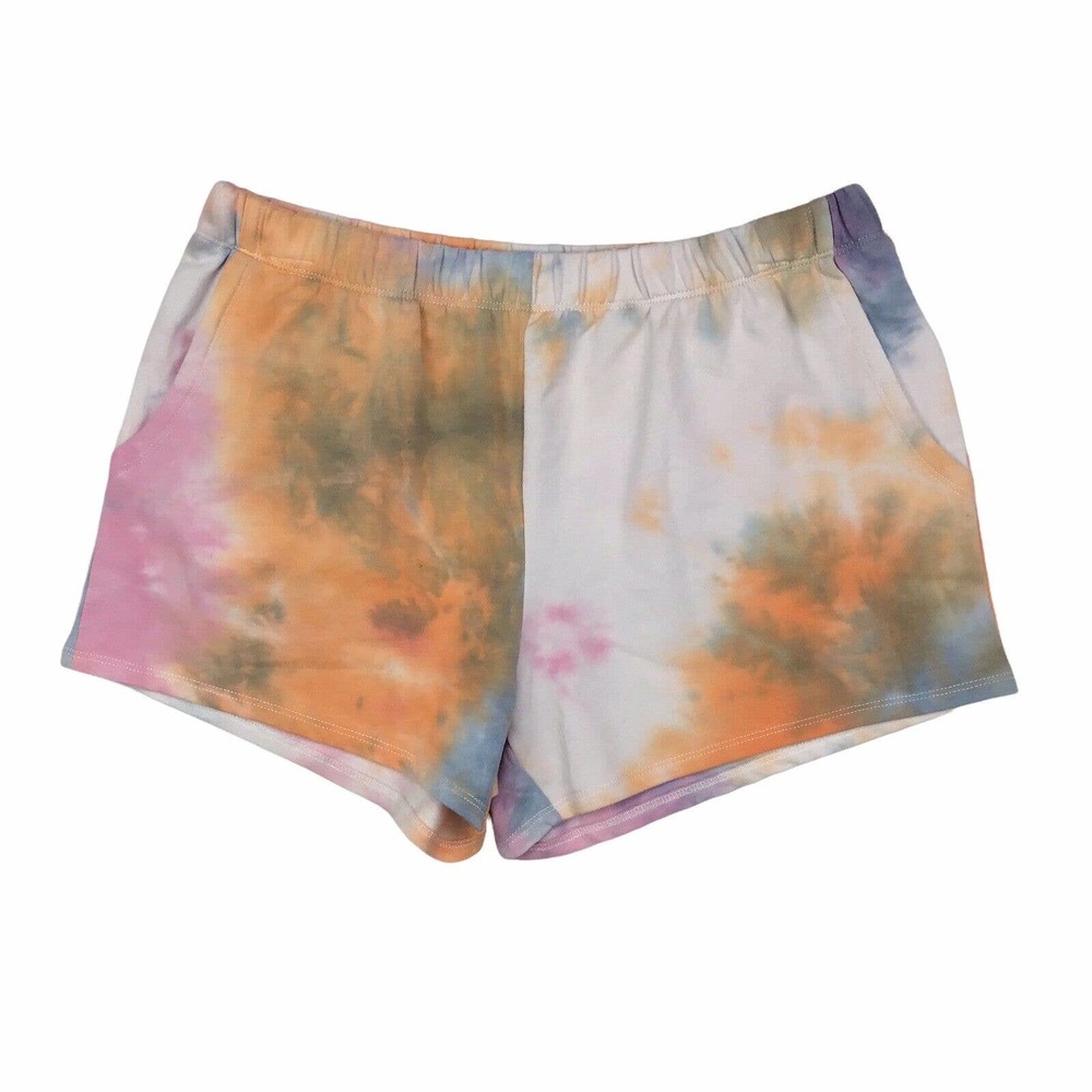 Freshman Girls Shorts Pink & Orange Tie-Dye French Terry Pull On Large 12 / 14
